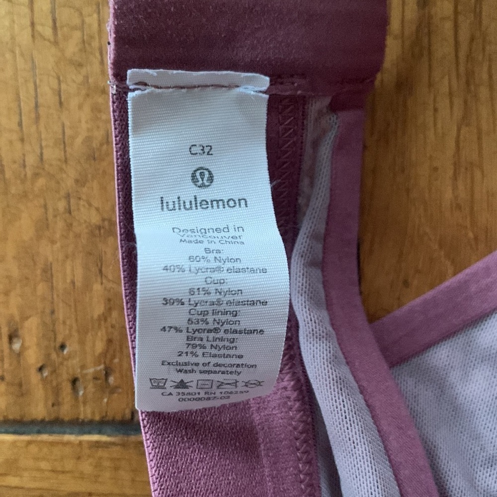 Lululemon Awake to Lace Bra Women’s Plumful/Smoky Blush Mauve Athletic Size 32C - Picture 7 of 8